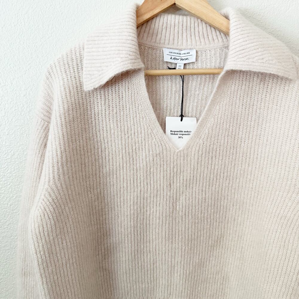 & OTHER STORIES x ANTHRO | NWT Beige Cream Mohair Knit Jumper Sweater | Medium - Picture 4 of 10